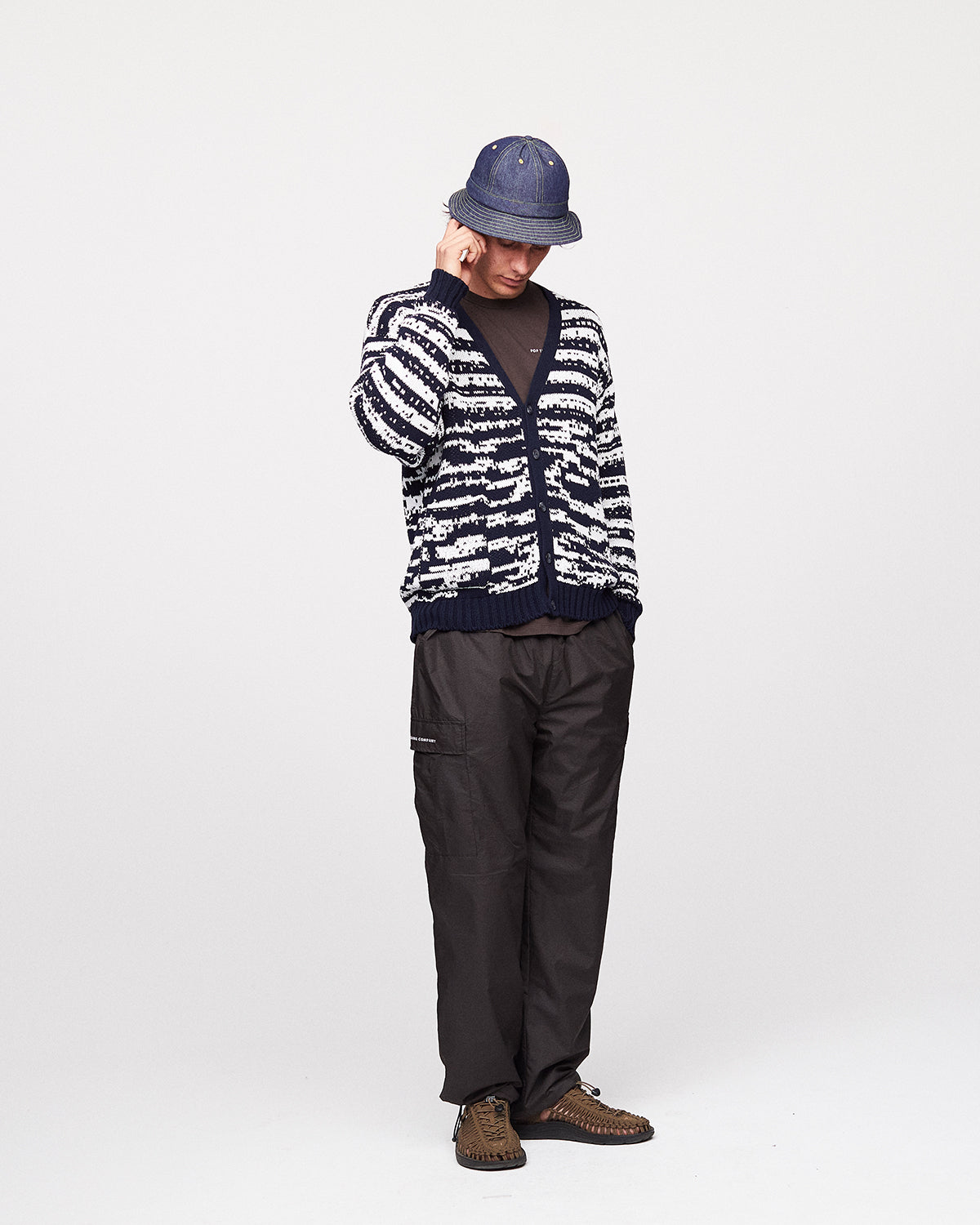 Pop Gilles de Brock Knitted Cardigan Navy/Off White