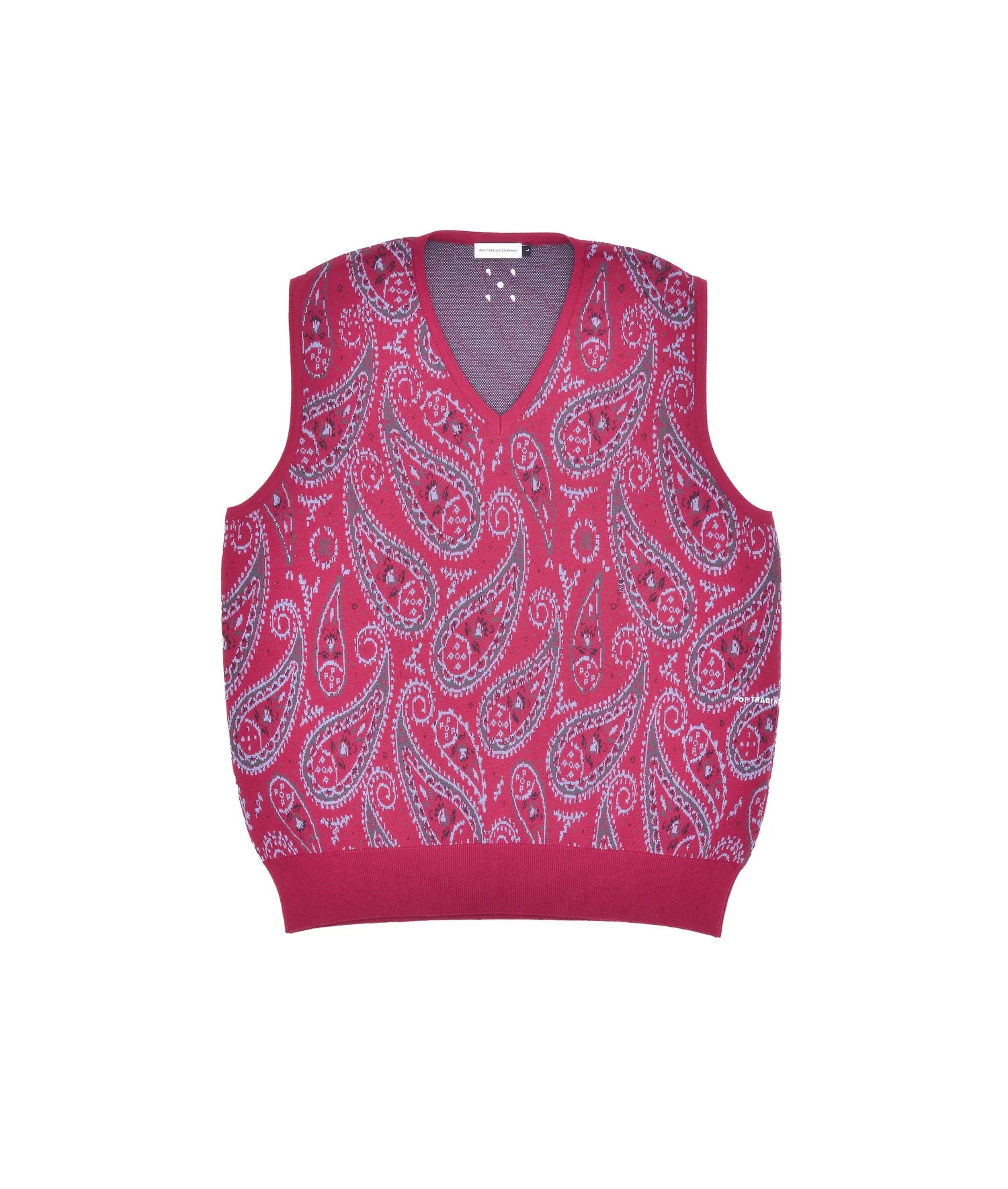 Pop Paisley Knitted Vest Raspberry
