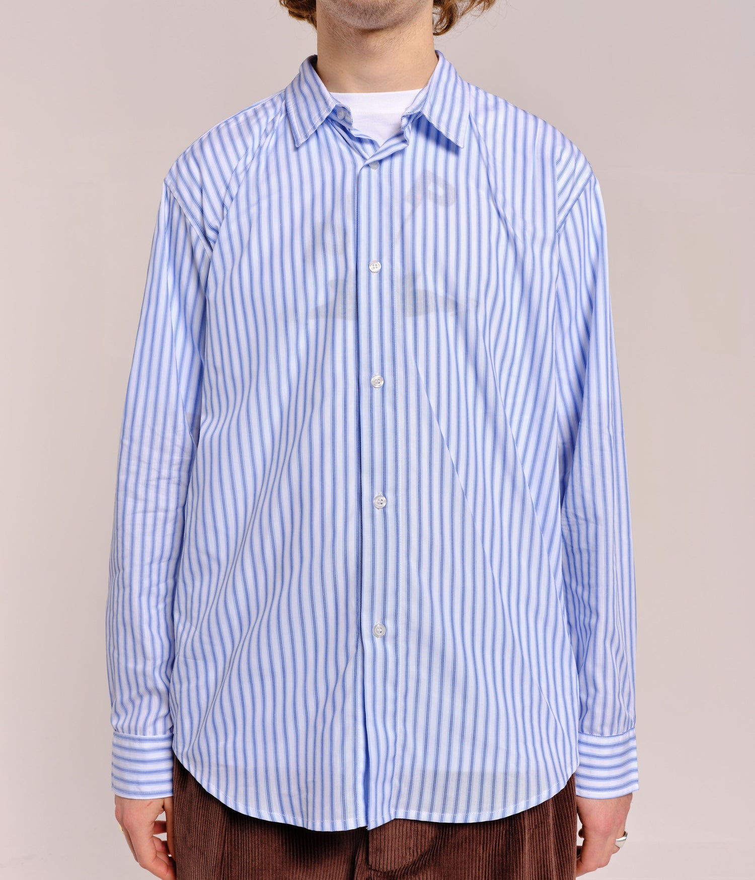 Pop Striped Logo Shirt White