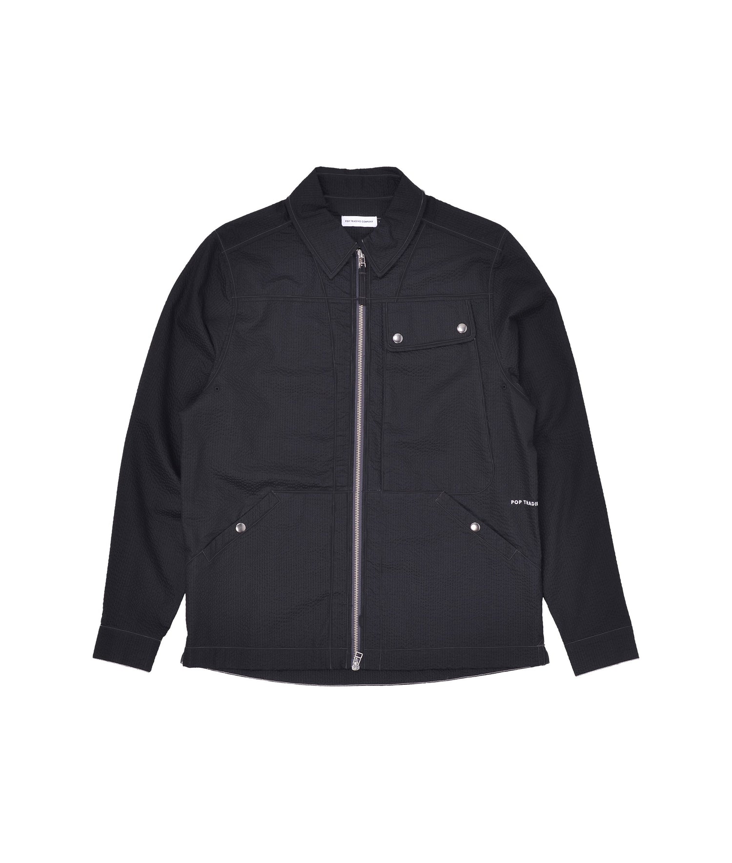 Pop Big Pocket Overshirt Black Seersucker