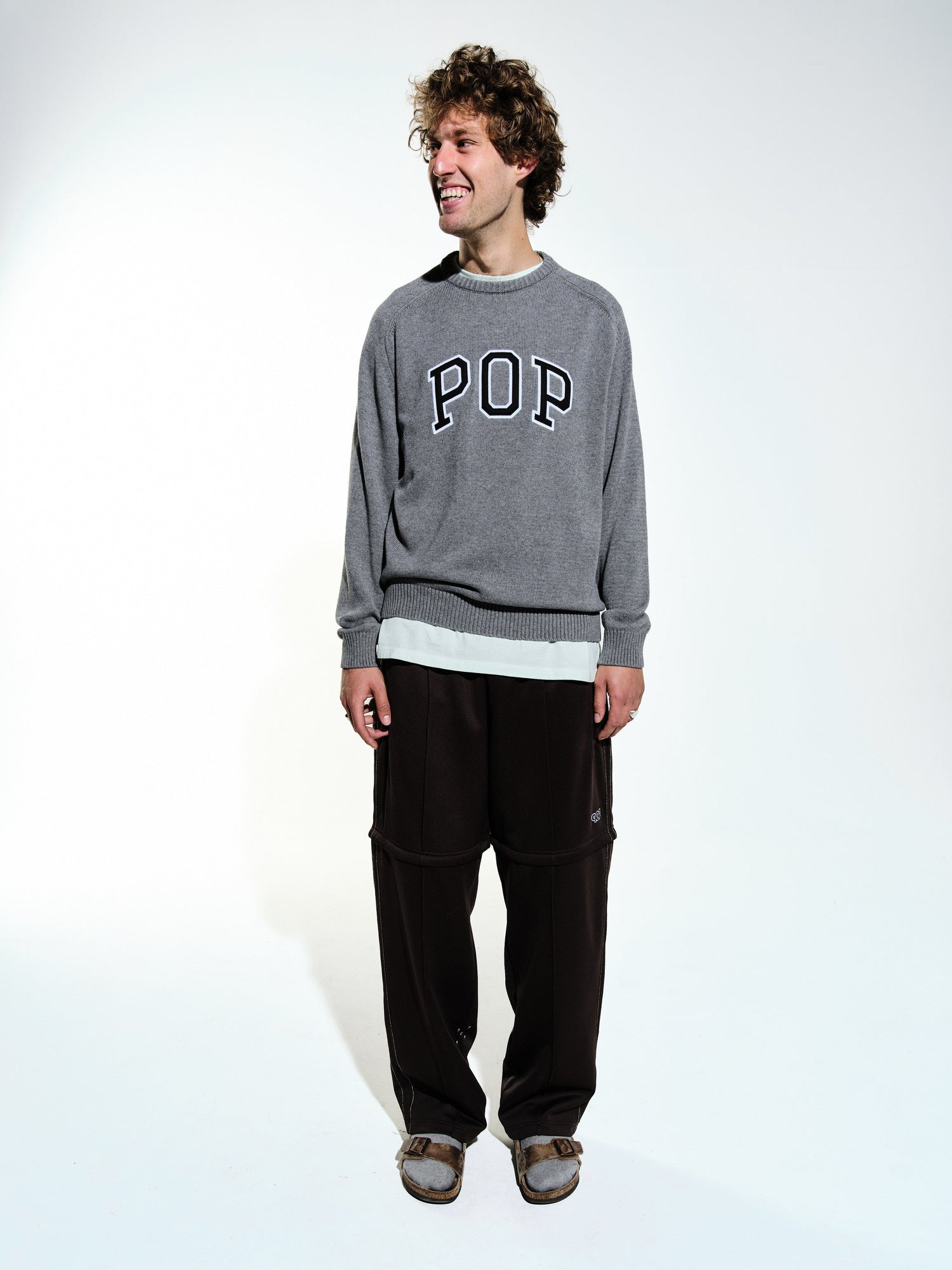 Pop Knitted Arch Crewneck Grey Heather