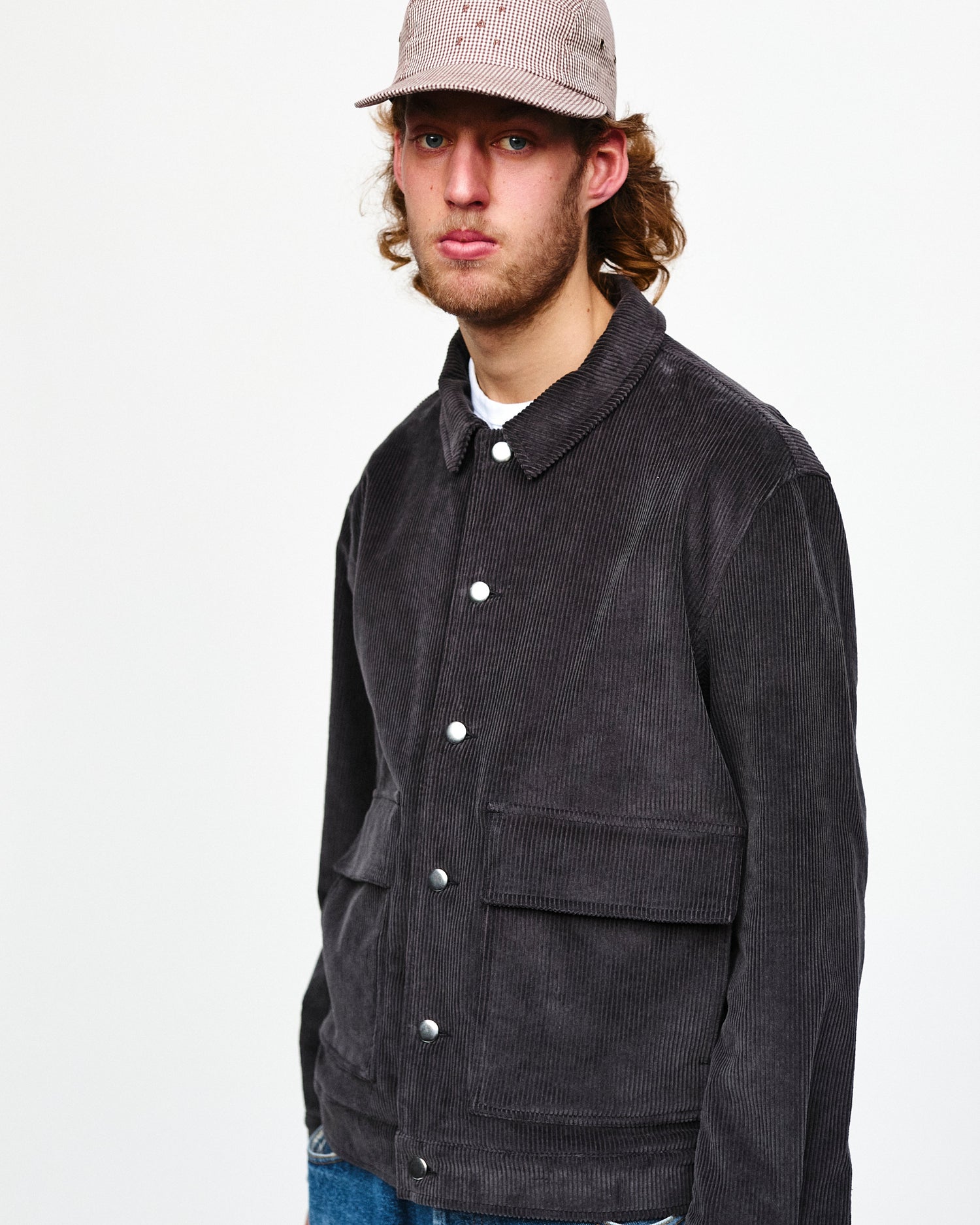 Pop Full Button Shirt Jacket Charcoal