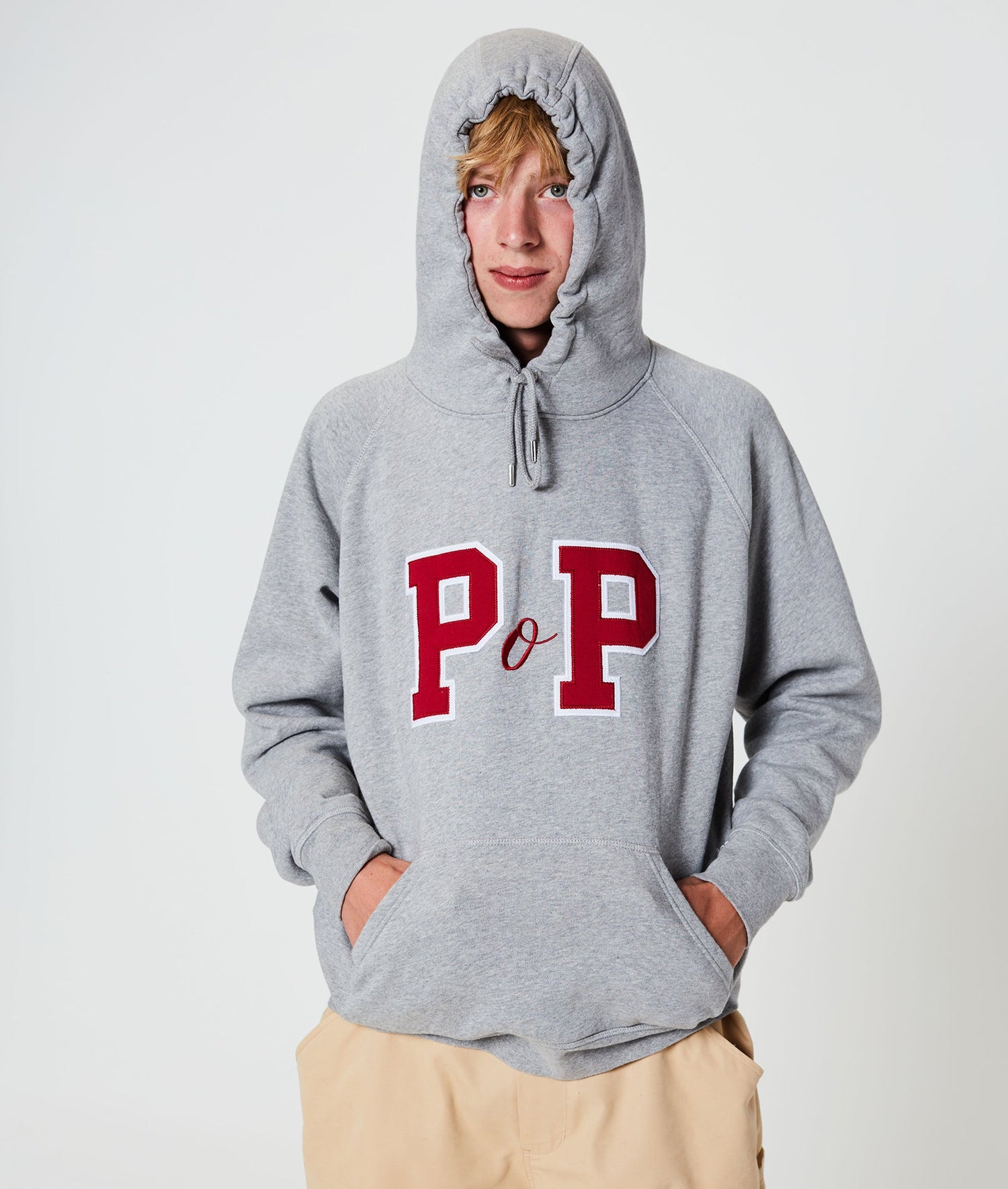 Pop College P Hooded Sweat Heather Grey