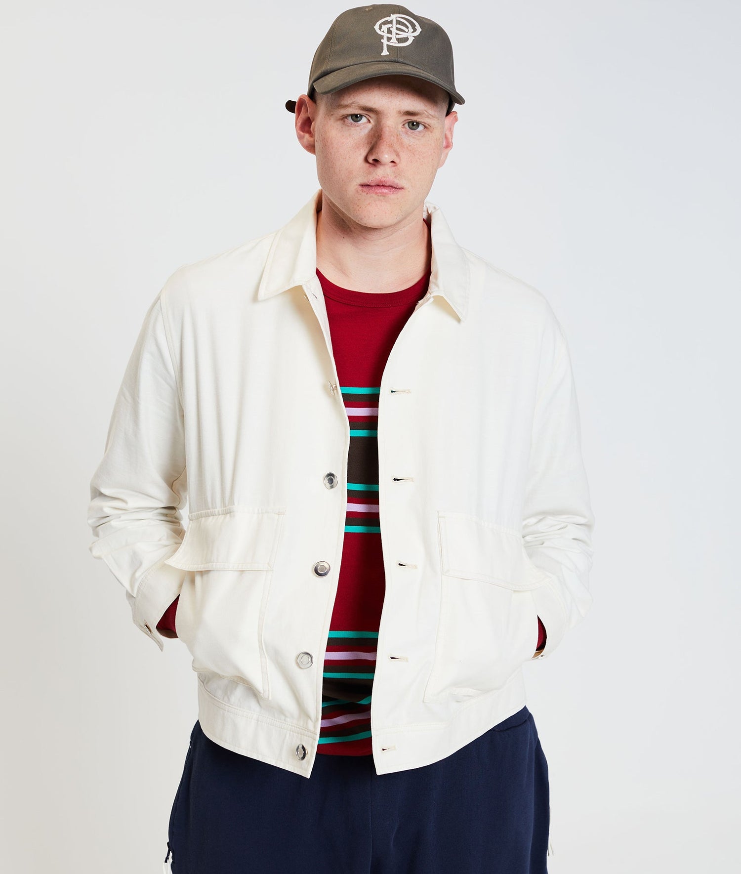 Pop Full Button Linen Jacket Off White