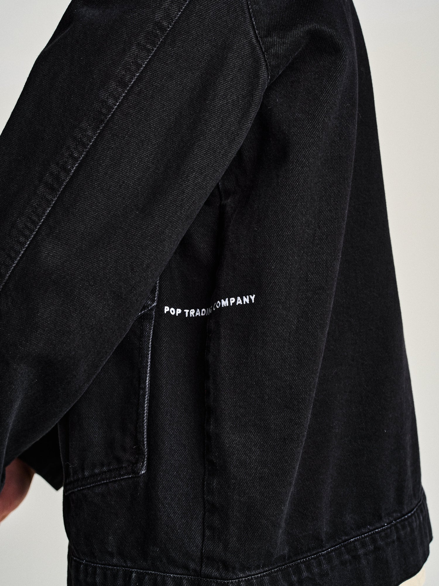 Pop Full Button Denim Jacket Black