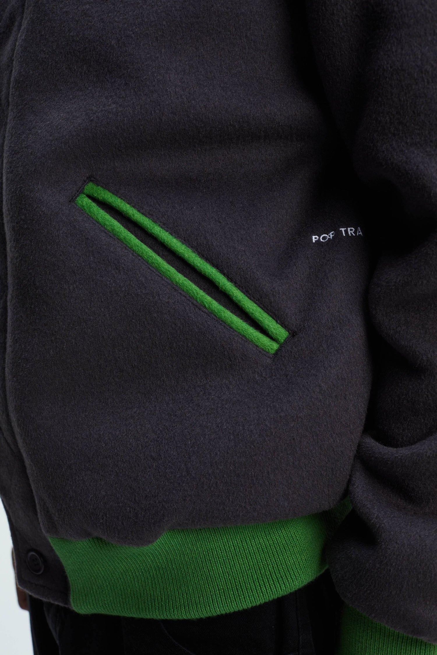 Pop Varsity Jacket Charcoal/Foliage