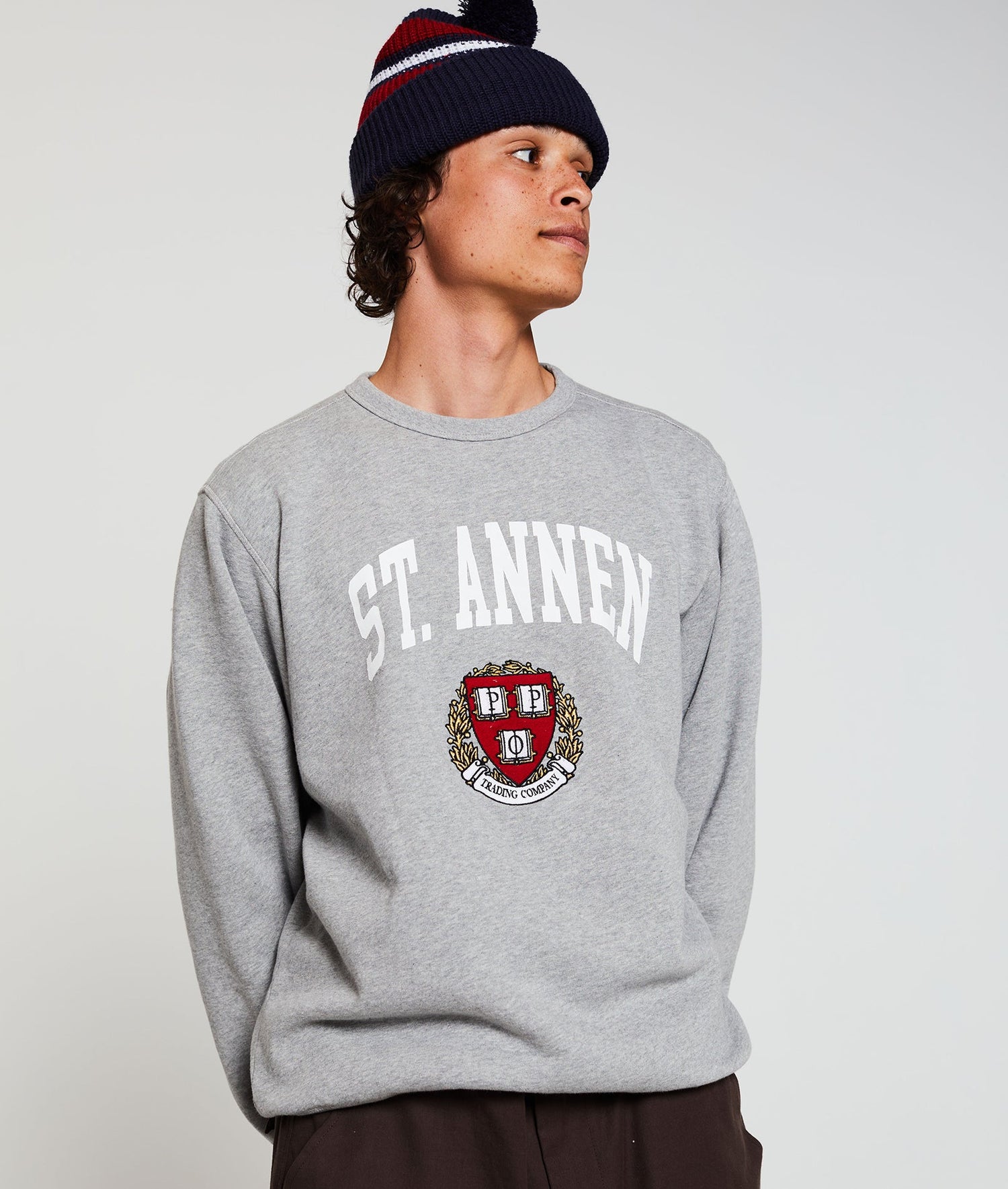 Pop St Annen Crest Crewneck Sweat Heather Grey