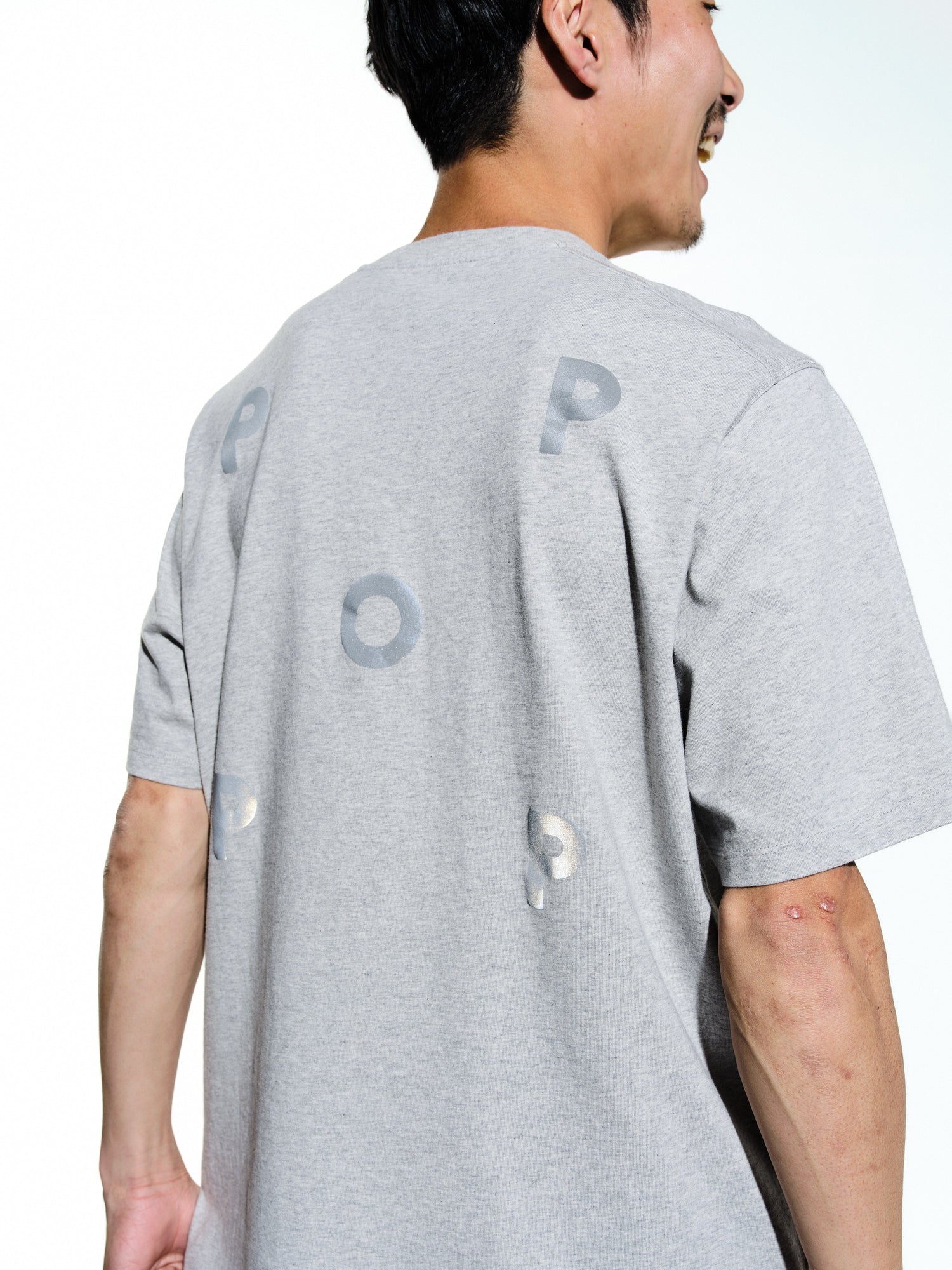 Pop Reflective Logo T-Shirt Grey Heather