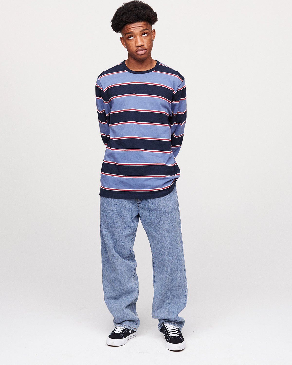 Pop Striped Logo Longsleeve T-Shirt Coastal Fjord