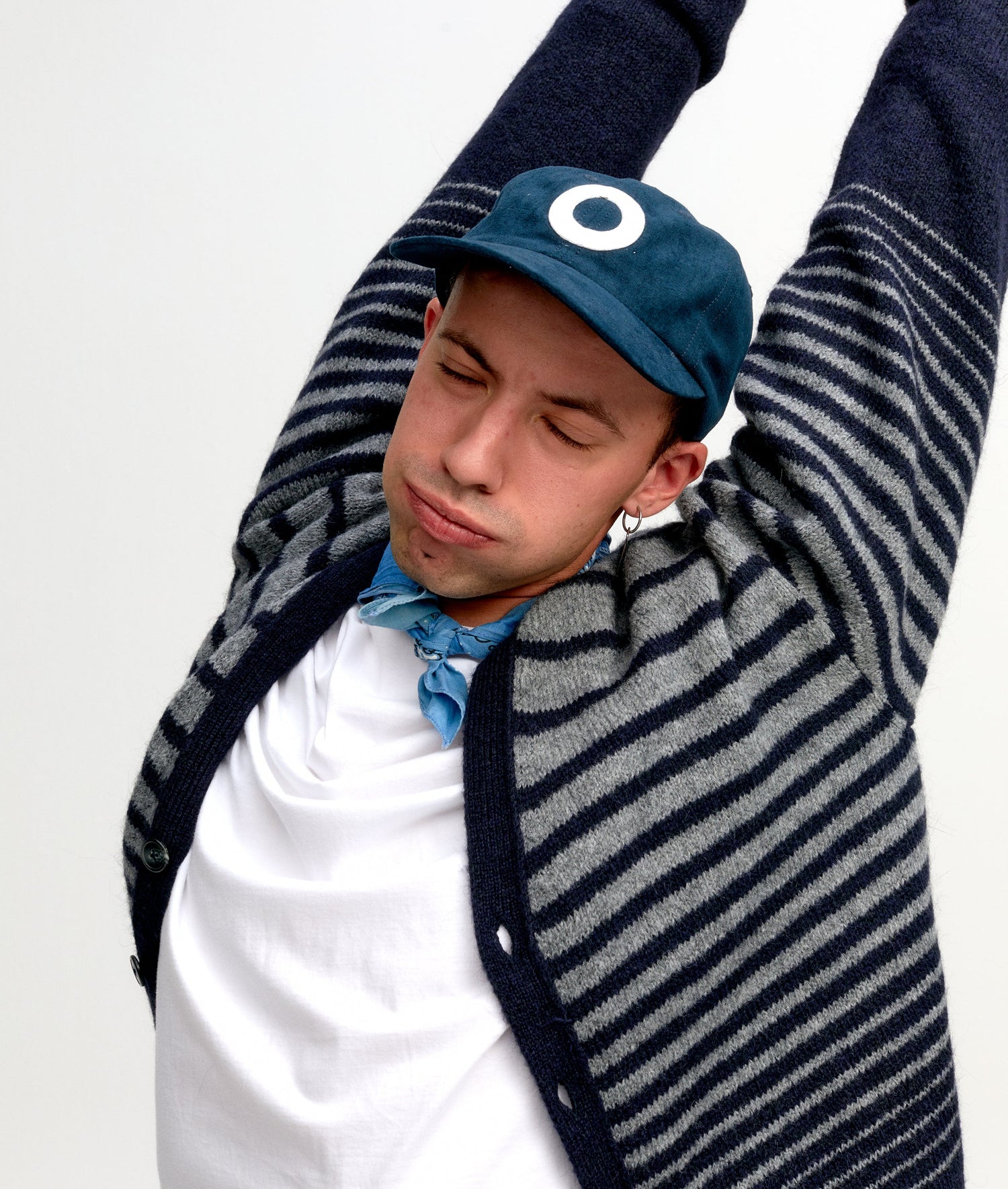 Pop Knitted Cardigan Navy/Grey