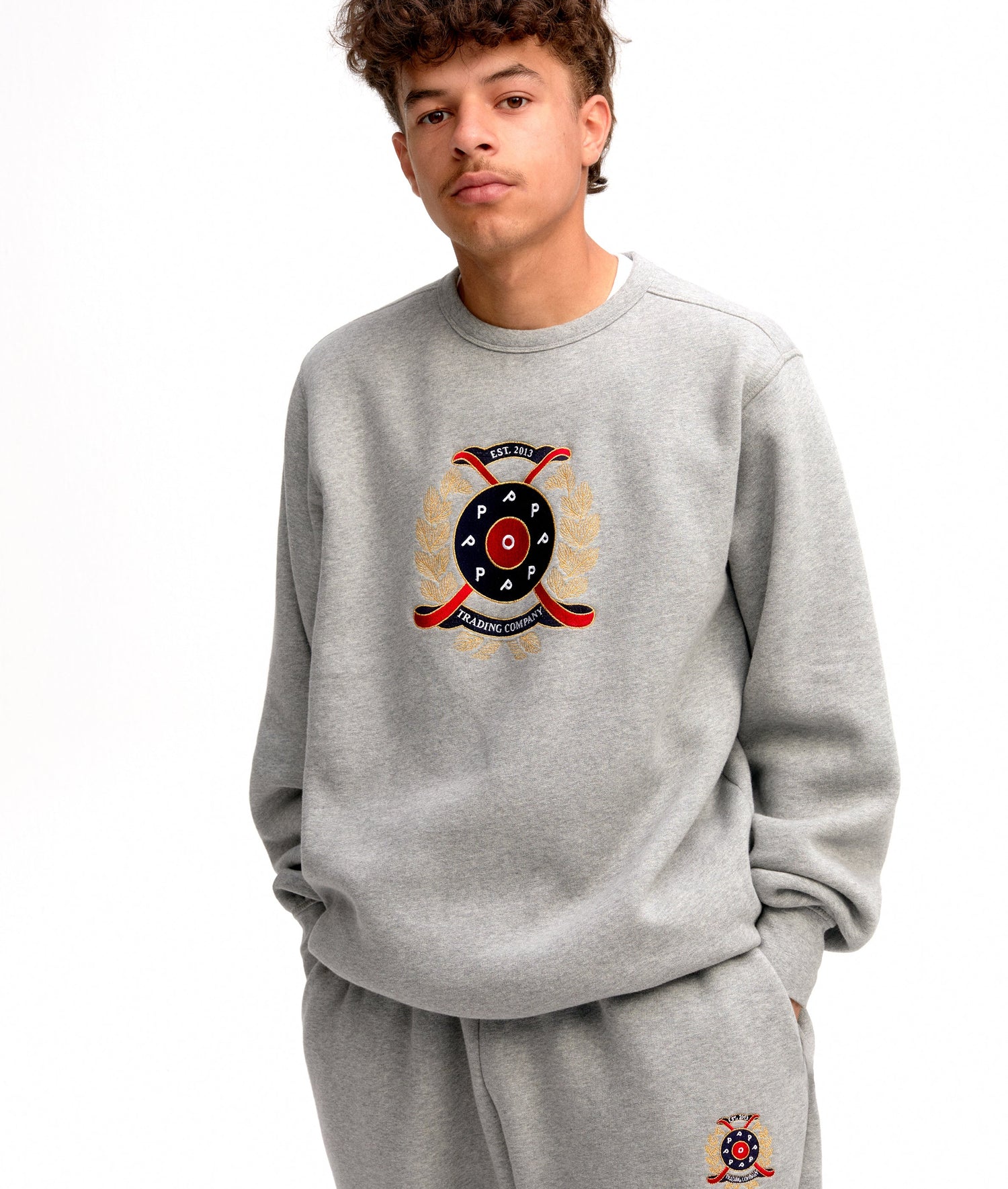 Pop Royal Crewneck Sweat Heather Grey