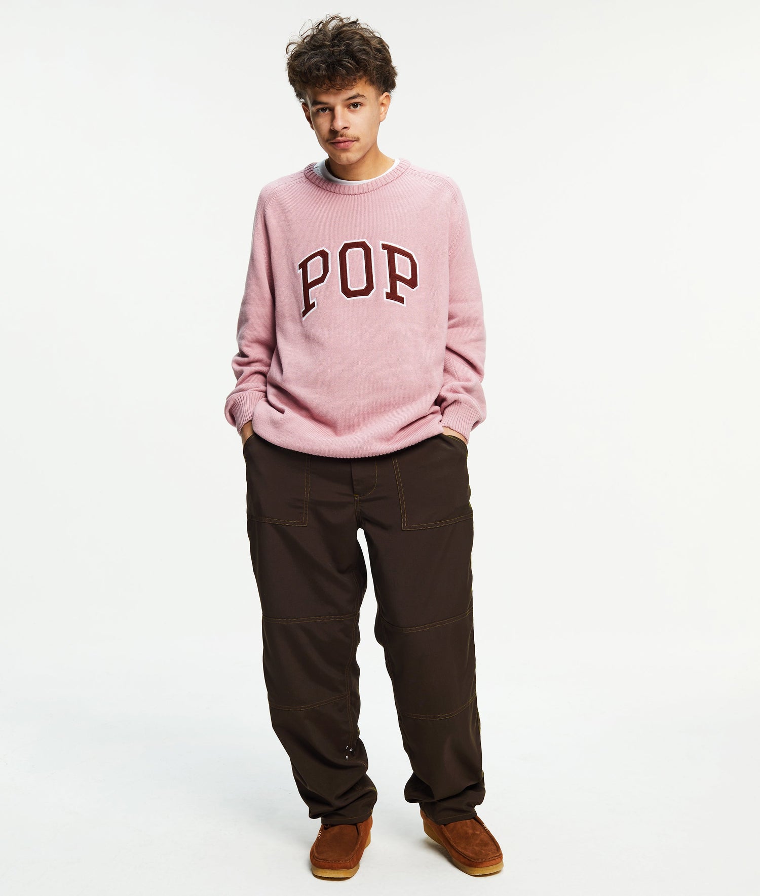 Pop Arch Knitted Crewneck Mesa Rose/Fired Brick