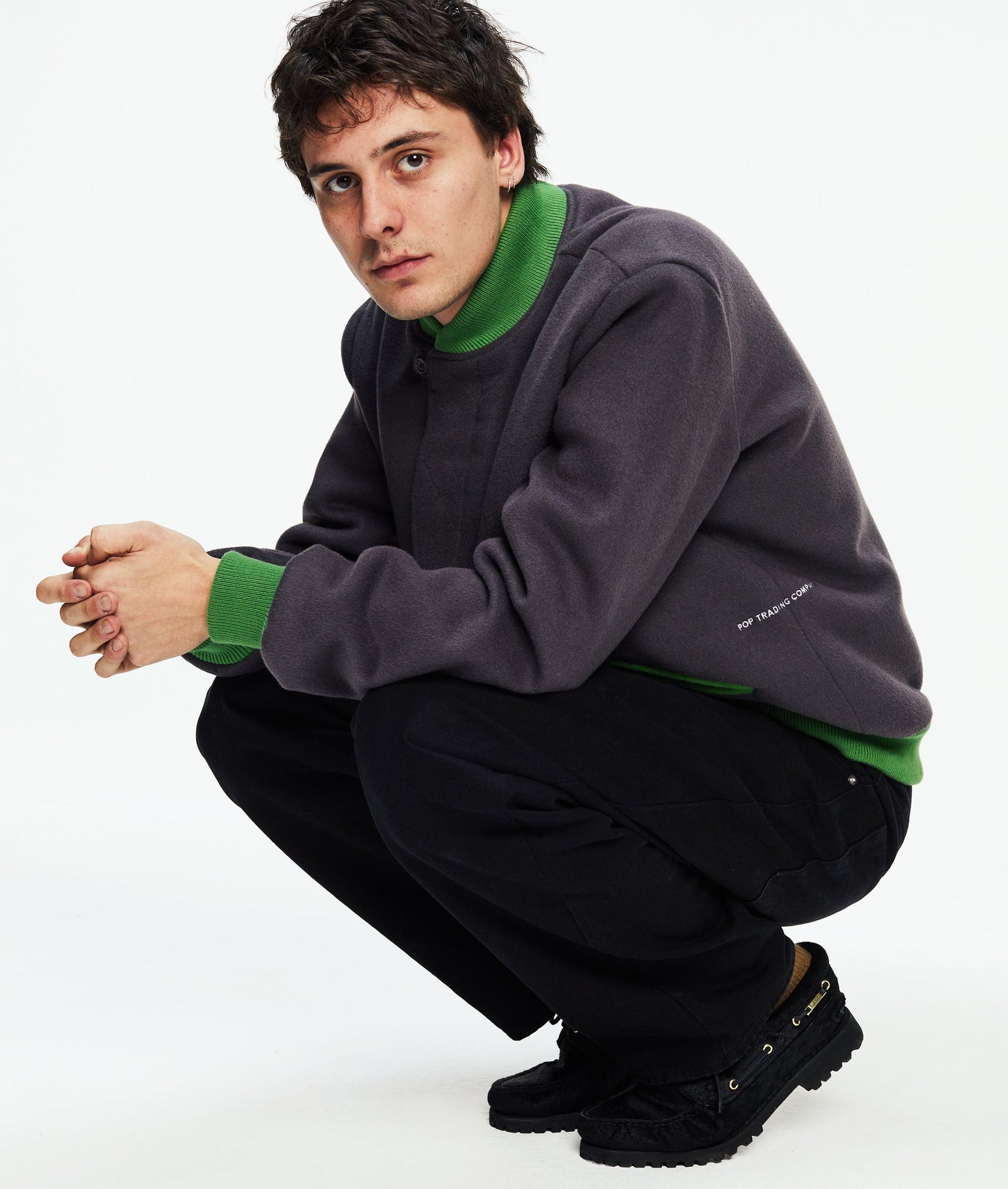Pop Varsity Jacket Charcoal/Foliage