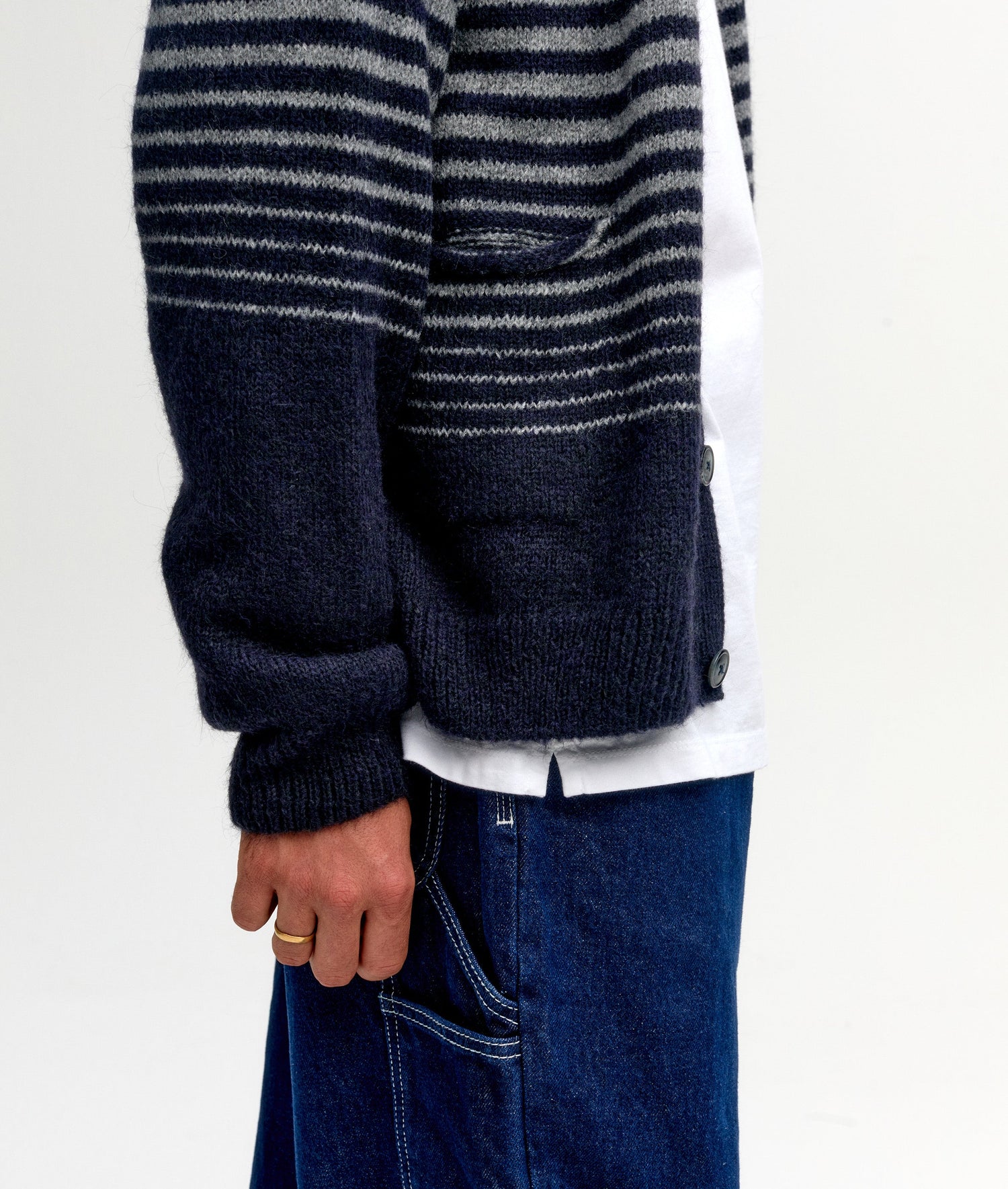 Pop Knitted Cardigan Navy/Grey