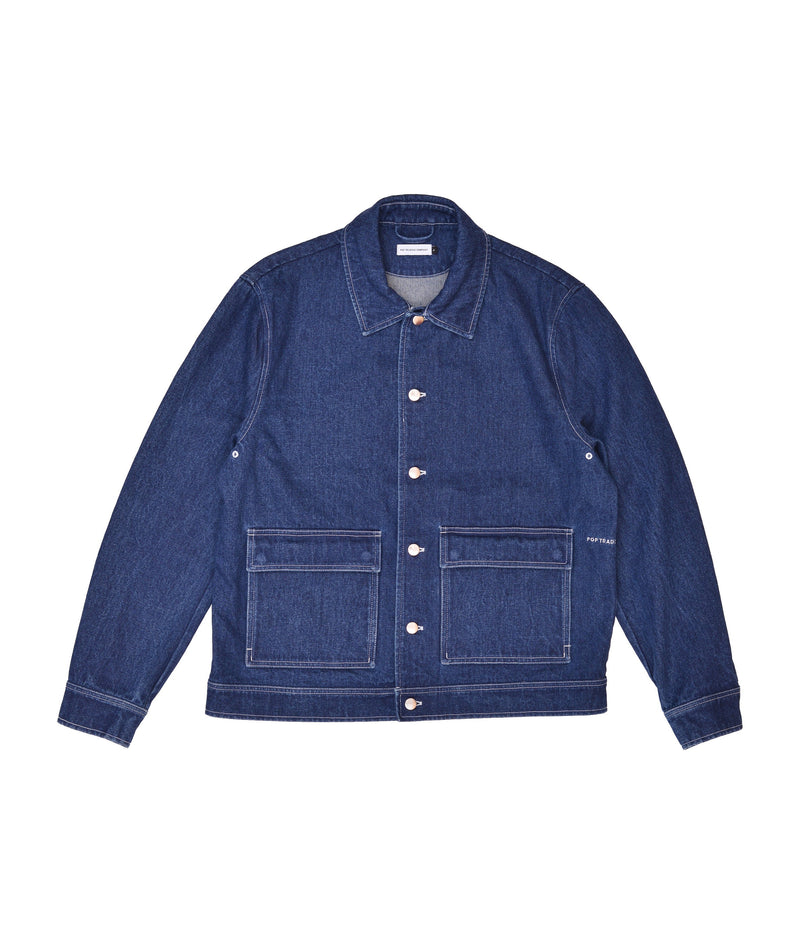 Pop Full Button Jacket Rinsed Denim