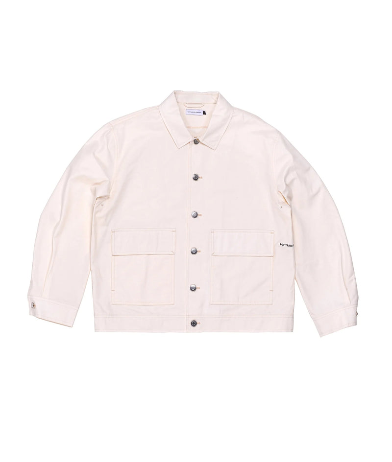 Pop Full Button Linen Jacket Off White