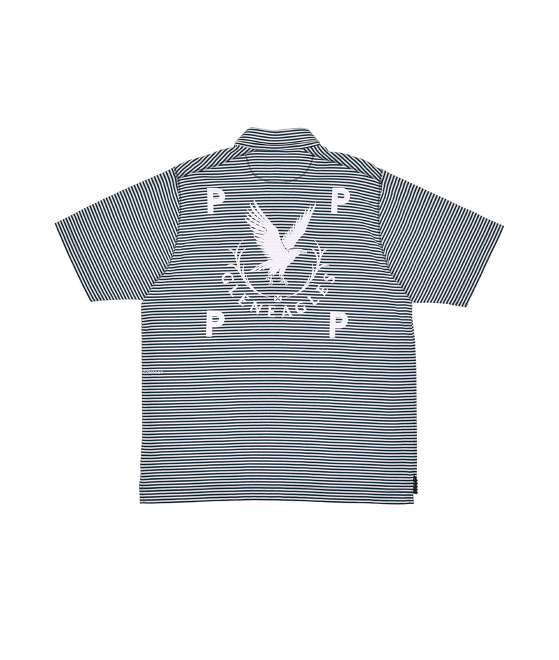 Pop & Gleneagles Mini Striped Italo Shirt Dark Green/White Pepper