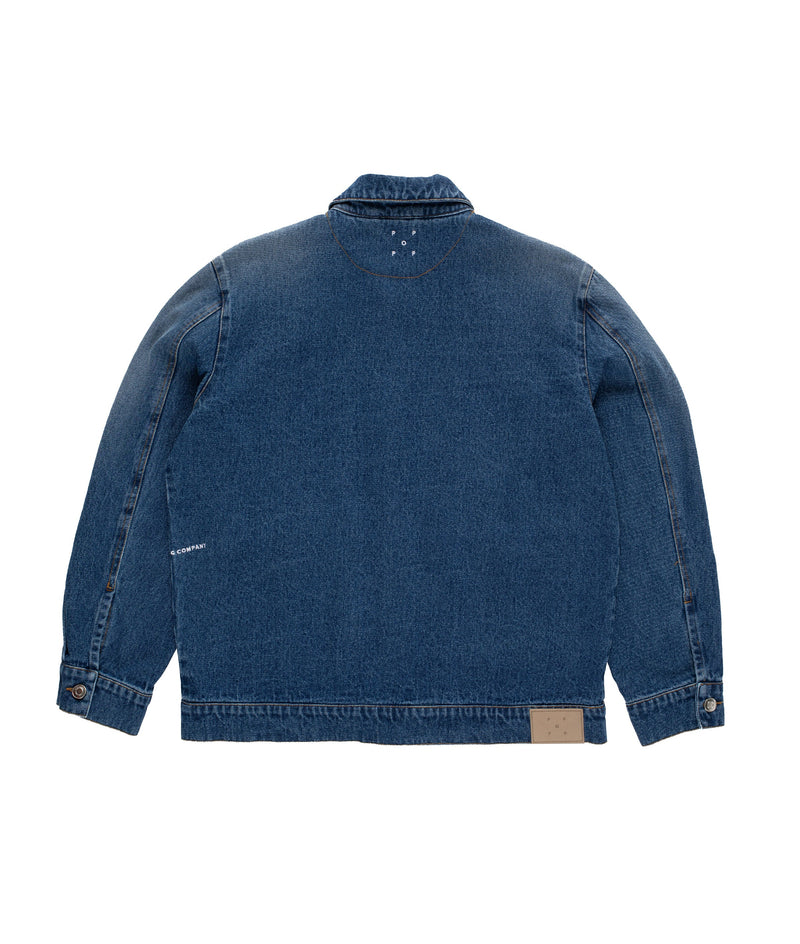 Pop Full Button Denim Jacket Rinsed Denim