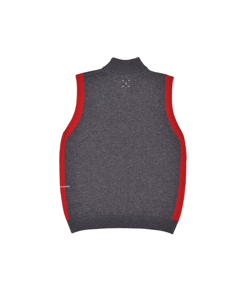Pop Halfzip Knitted Vest Charcoal/Rio Red