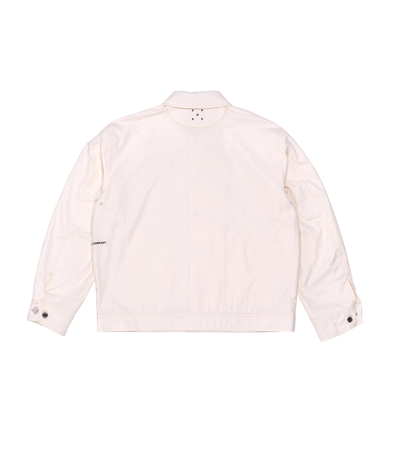 Pop Full Button Linen Jacket Off White