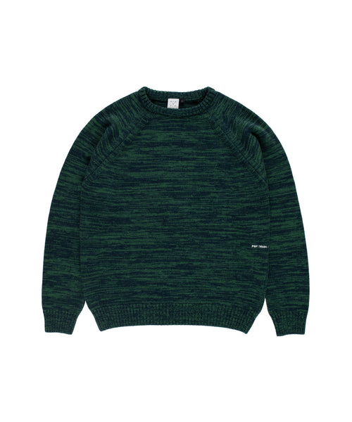 Featured Product Image Of Pop Knitted Melange Logo Crewneck Navy/Juniper