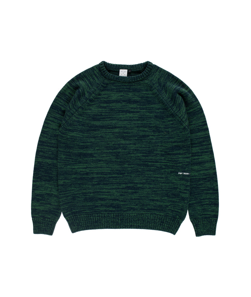 Pop Knitted Melange Logo Crewneck Navy/Juniper
