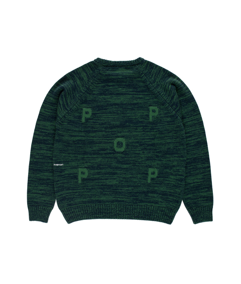 Pop Knitted Melange Logo Crewneck Navy/Juniper