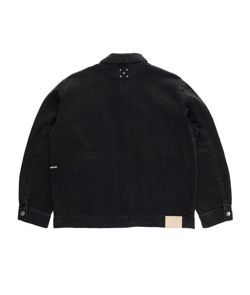 Pop Full Button Denim Jacket Black