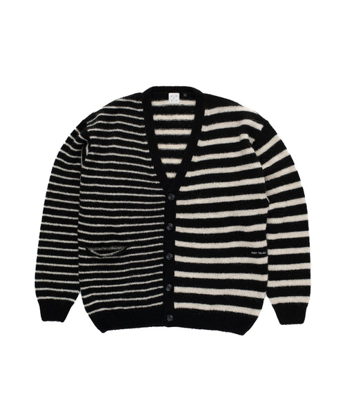 Featured Product Image Of Pop Mohair Striped Knitted Cardigan Black/White