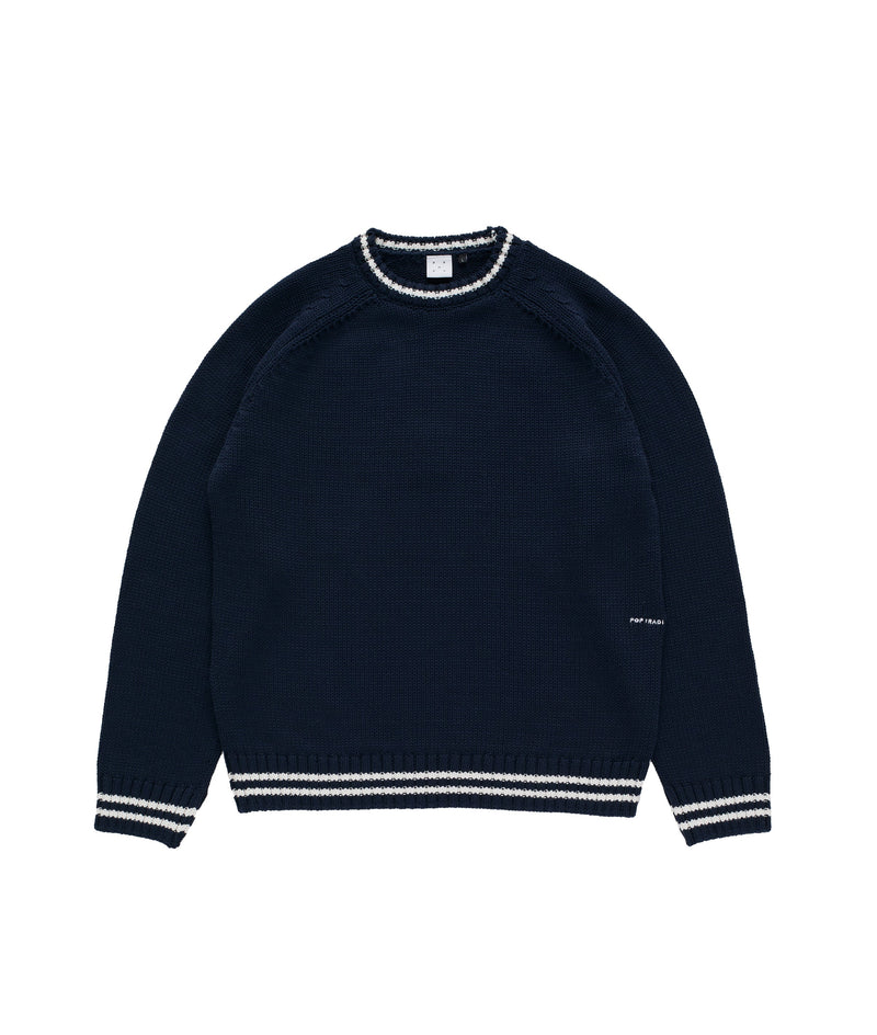 Pop Knitted Logo Crewneck Navy