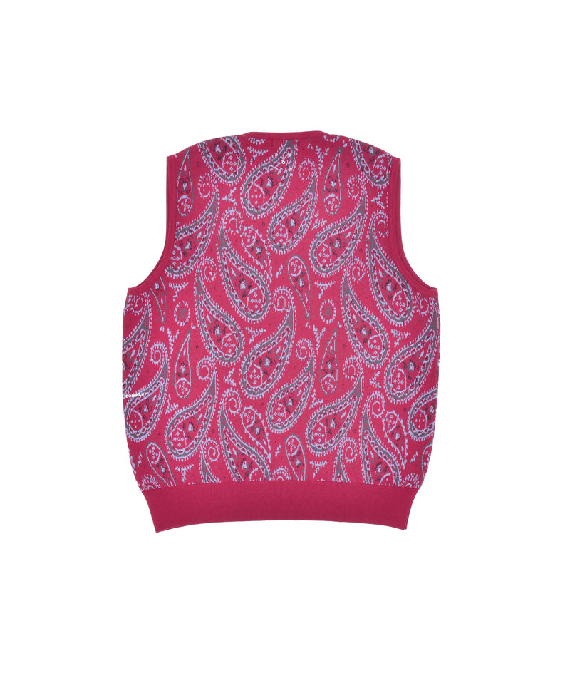 Pop Paisley Knitted Vest Raspberry