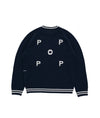 Pop Knitted Logo Crewneck Navy