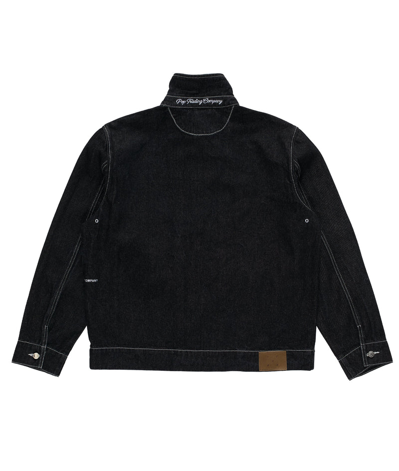 Pop Full Button Denim Jacket Black