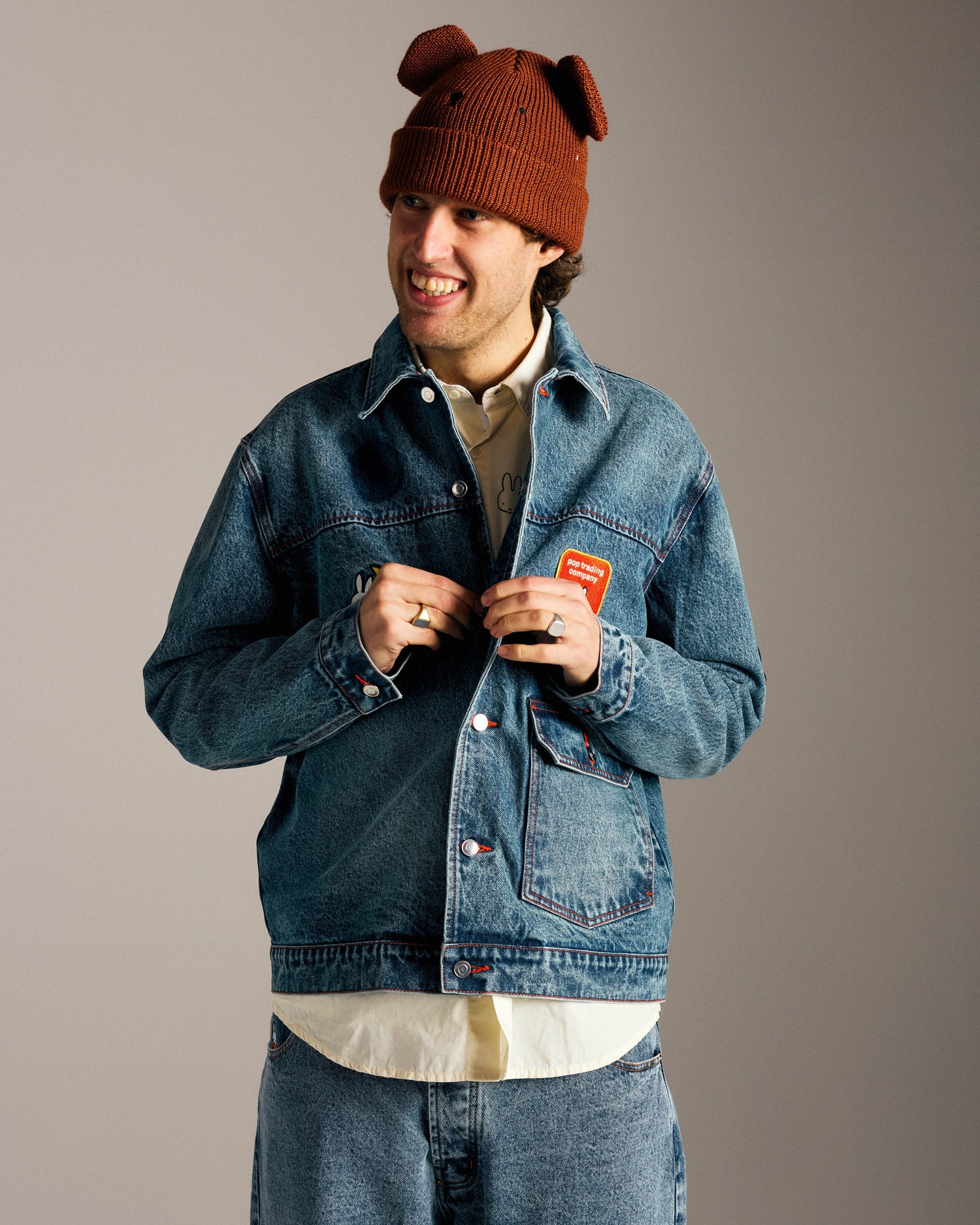 Miffy & Pop Full Button Denim Jacket Stonewashed