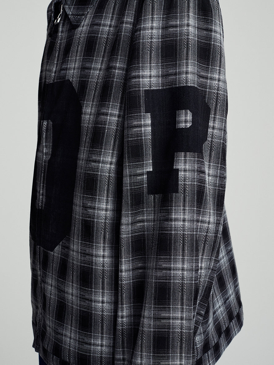 Checked Football Jacket Charcoal