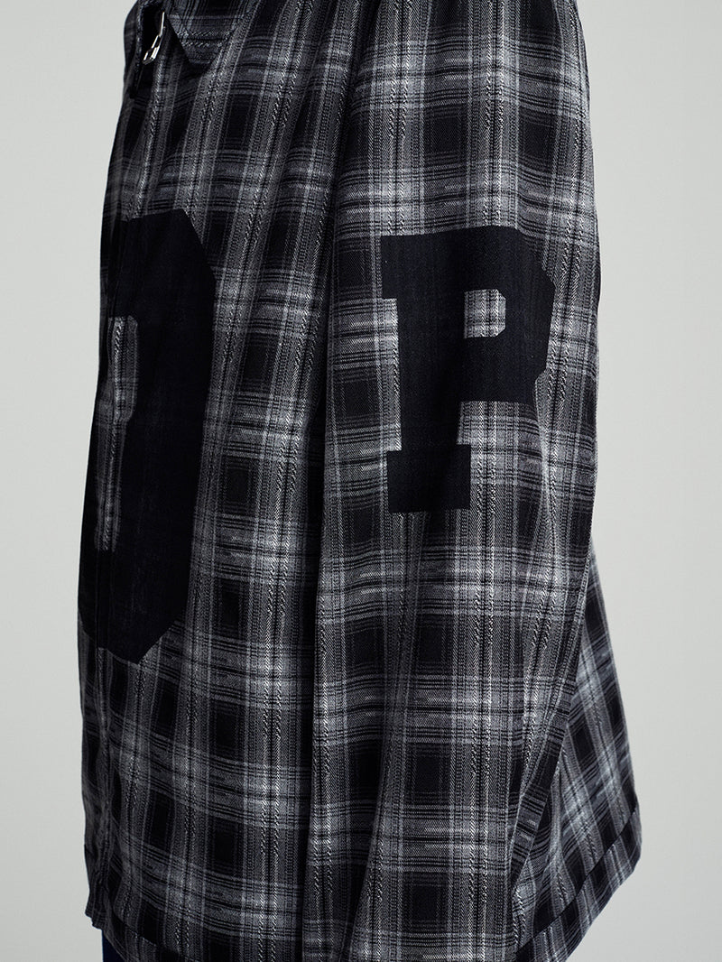 Checked Football Jacket Charcoal