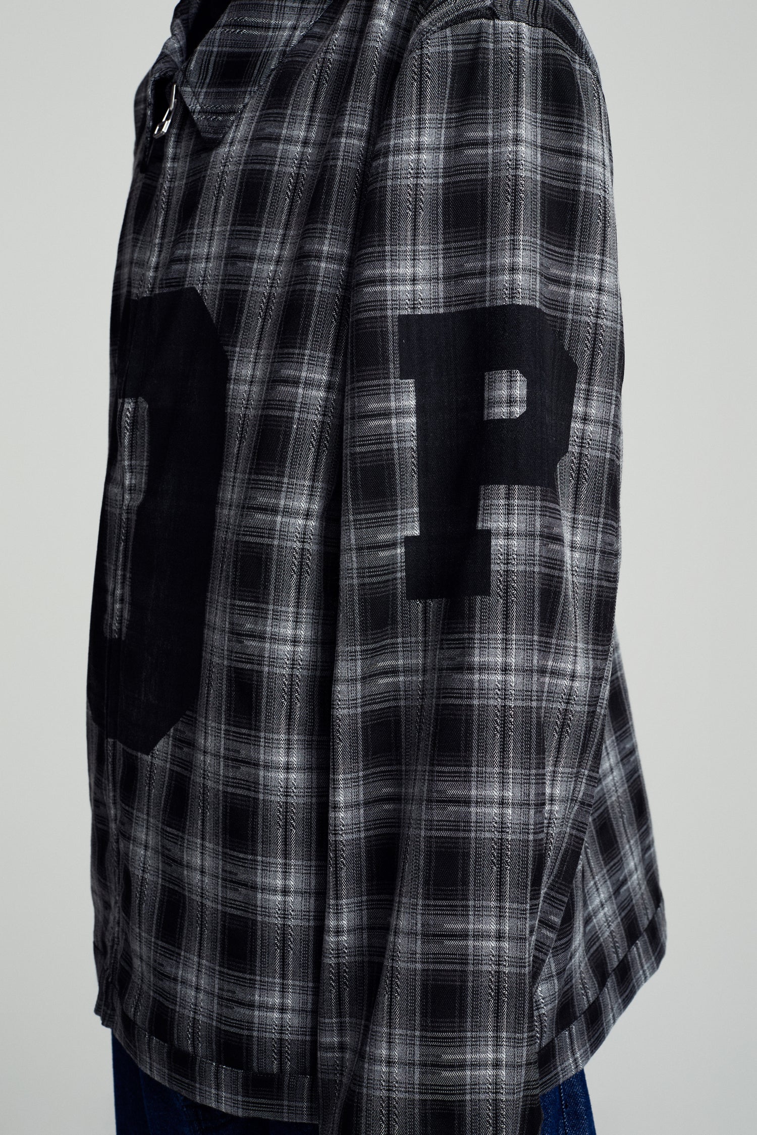 Pop Checked Football Jacket Charcoal