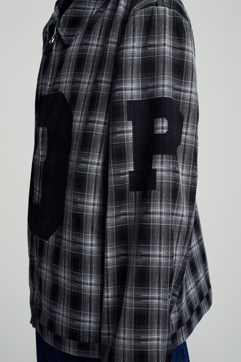 Pop Checked Football Jacket Charcoal