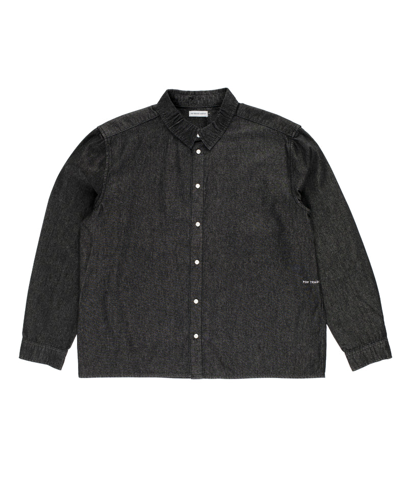 Applique Logo Denim Shirt Black Denim