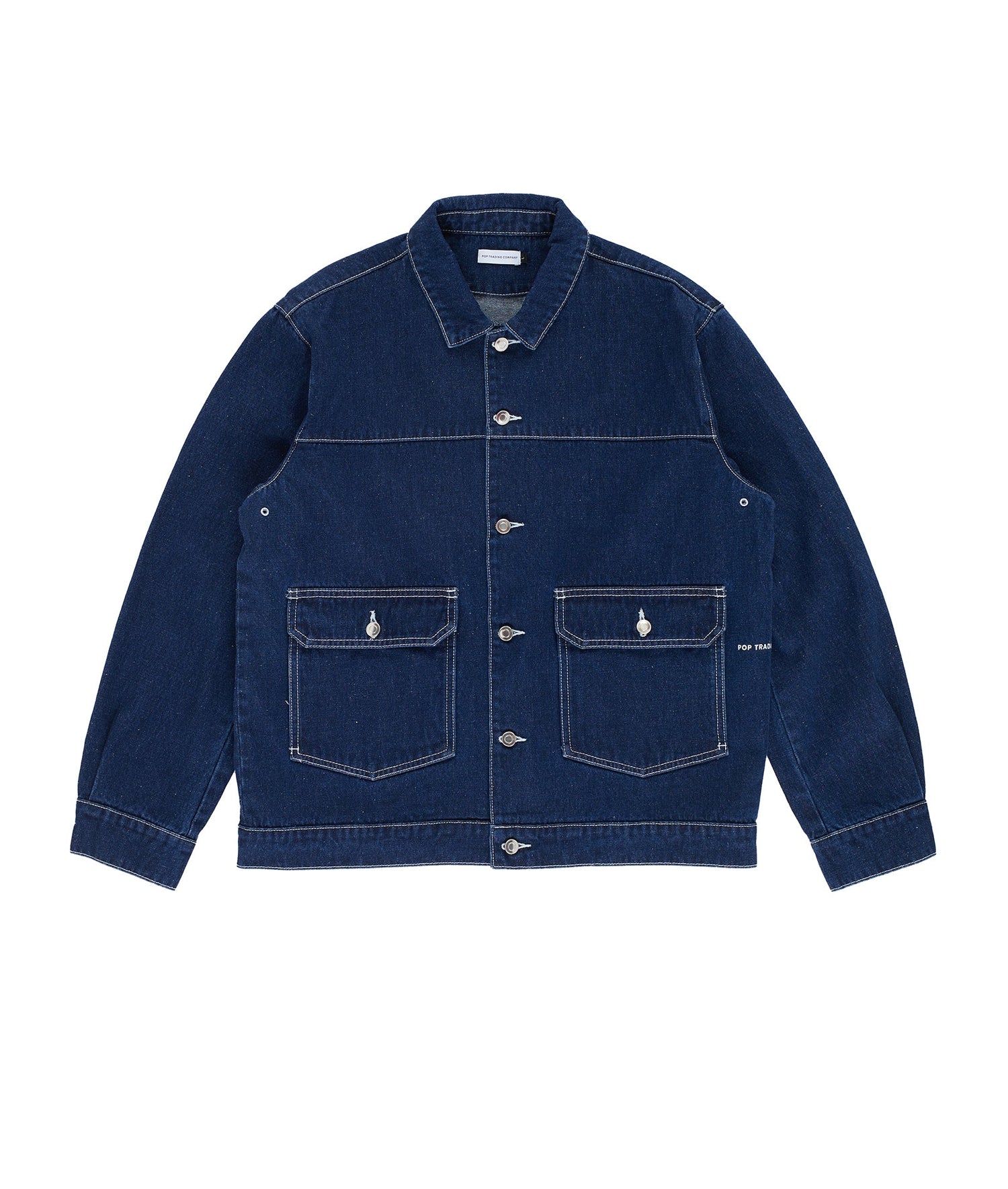 Pop Full Button Jacket Rinsed Denim