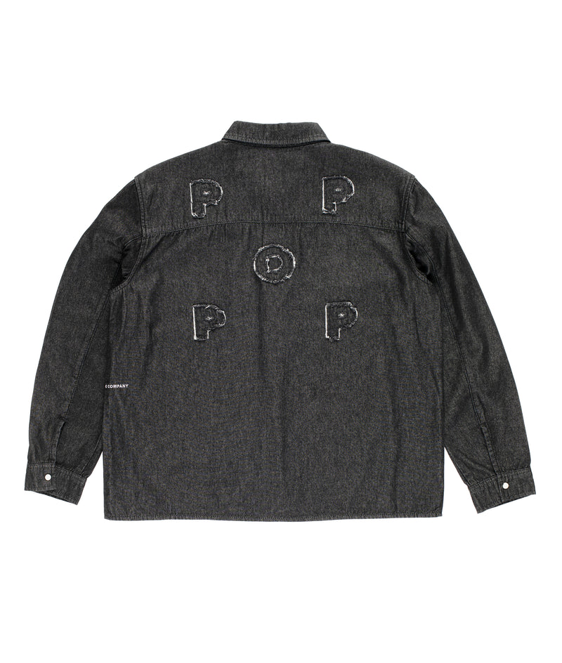 Applique Logo Denim Shirt Black Denim
