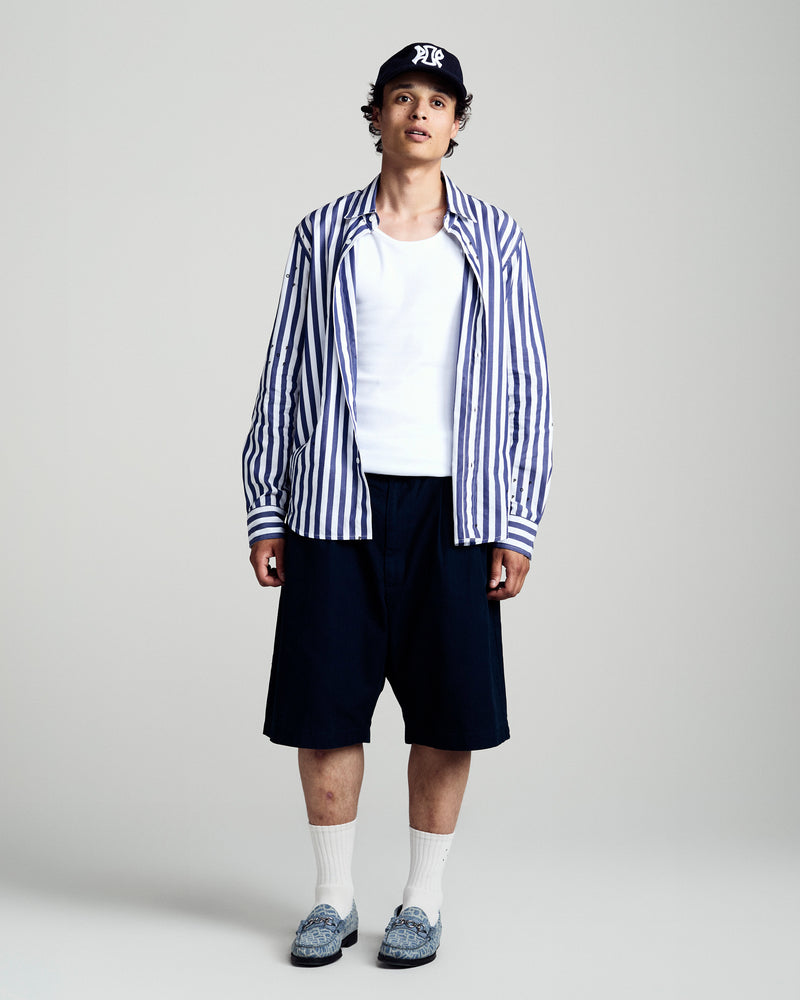 Pop Logos Stripe Shirt Navy/White