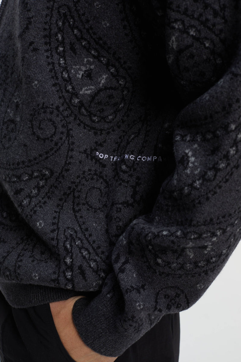 Pop Paisley Knitted Cardigan Anthracite/Black