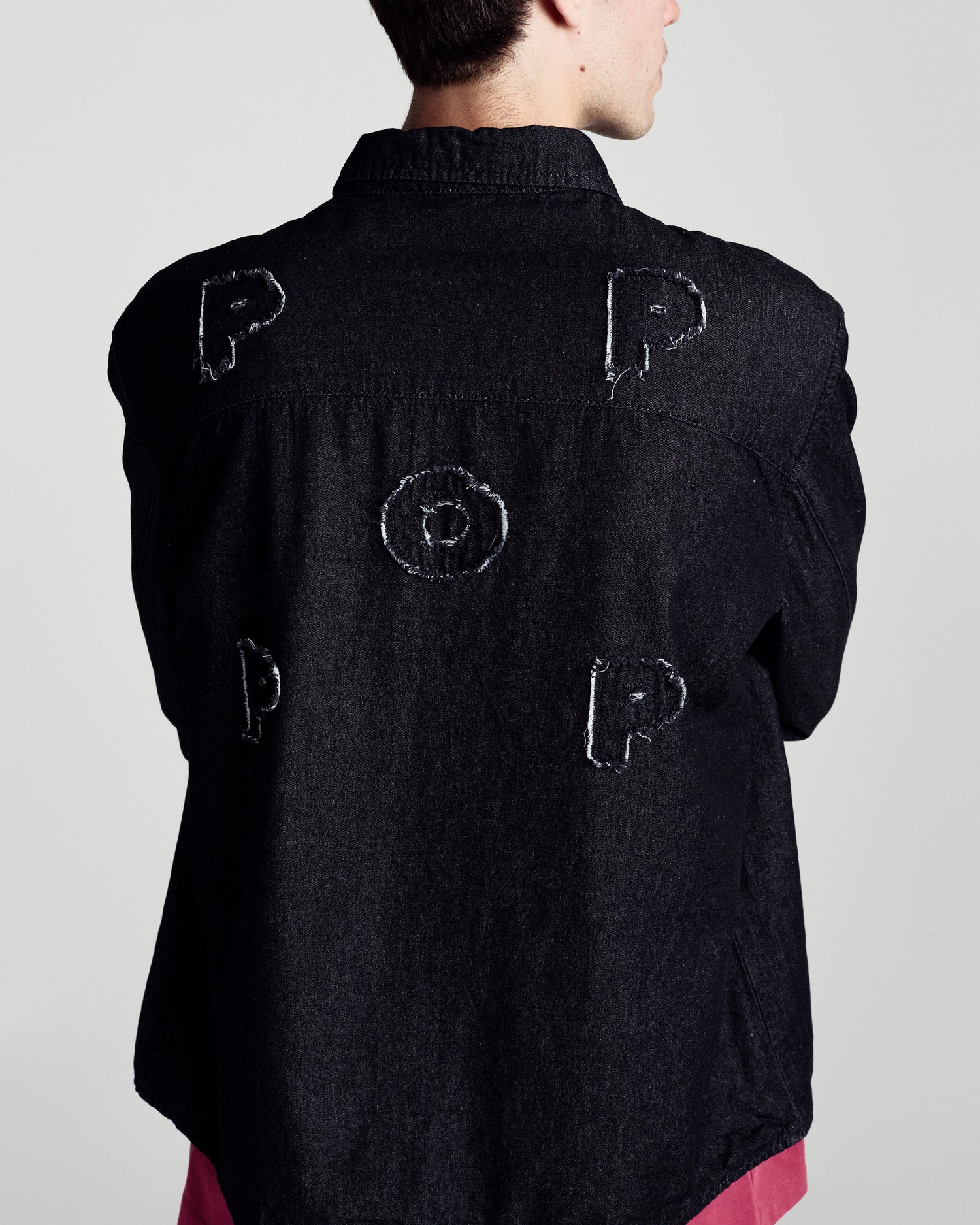 Applique Logo Denim Shirt Black Denim