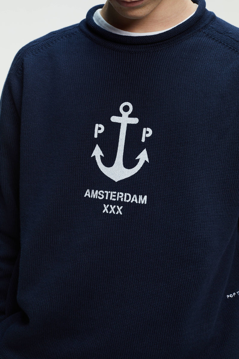 Pop Captain Knitted Crewneck Navy