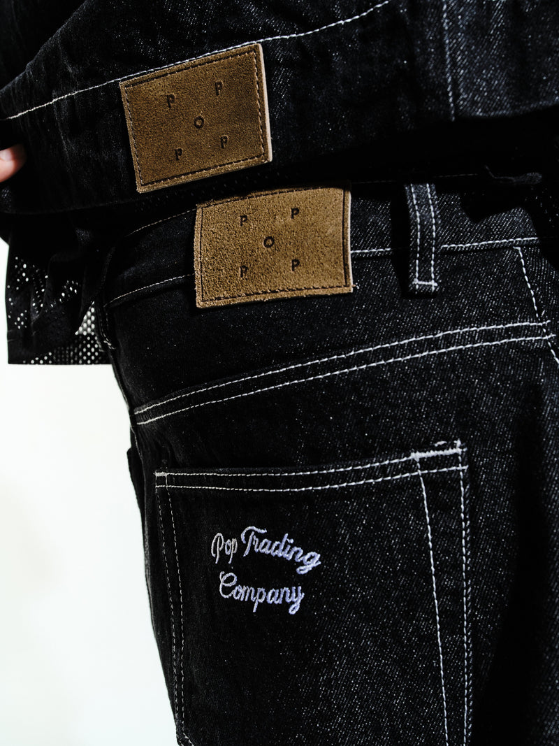 Pop Full Button Denim Jacket Black