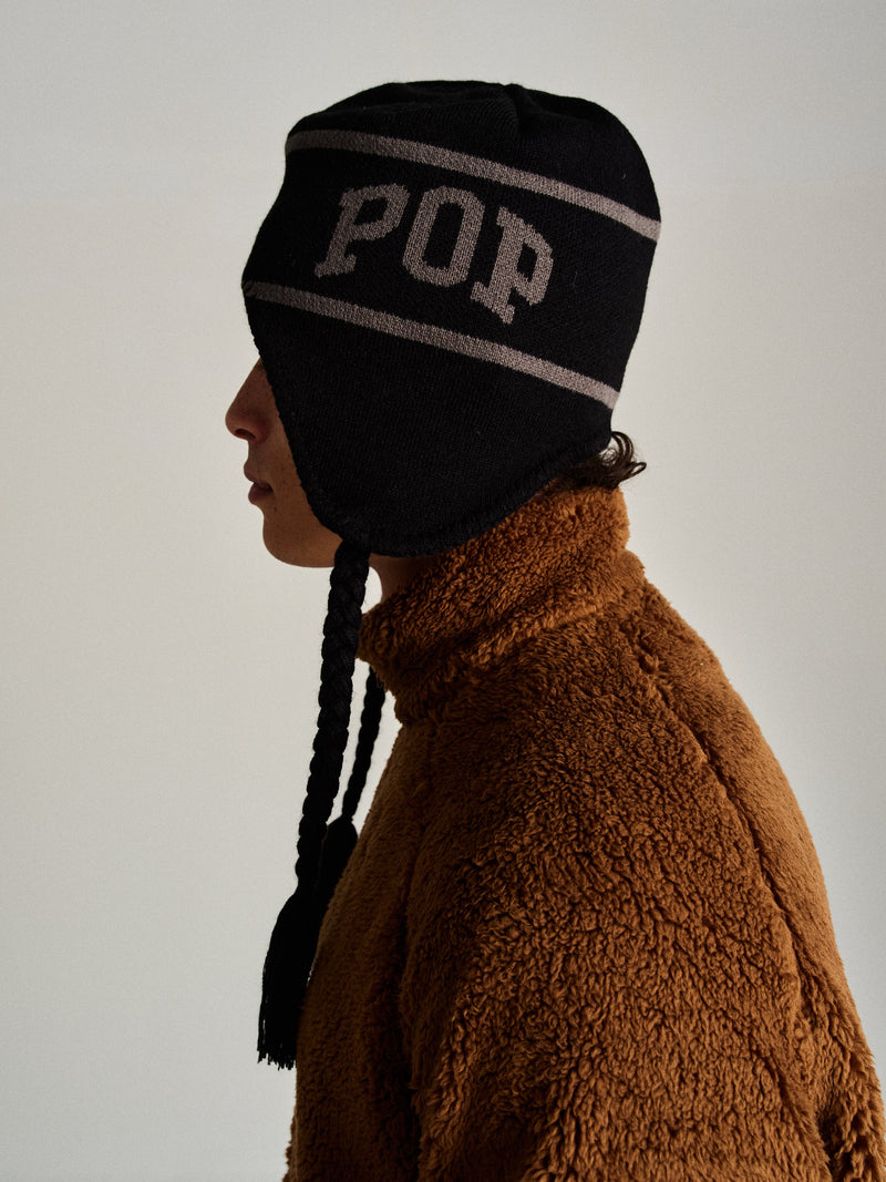 Pop Earflap Beanie Black/Charcoal
