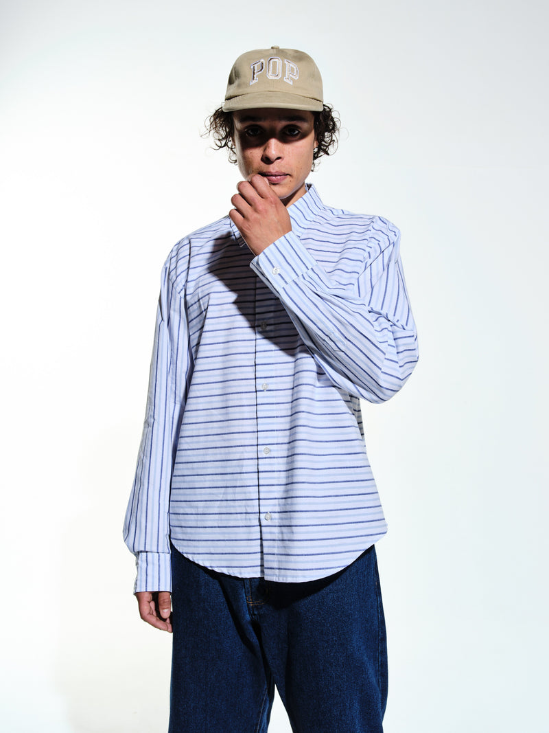 Pop Striped Logo Shirt White/Blue