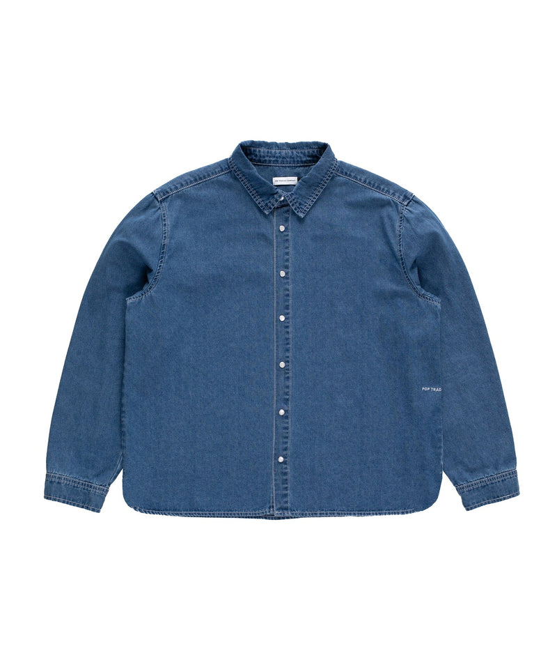 Pop Applique Logo Denim Shirt Rinsed Denim
