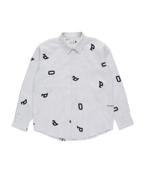 Featured Product Image Of Pop Letters Striped Pop Shirt White Linen